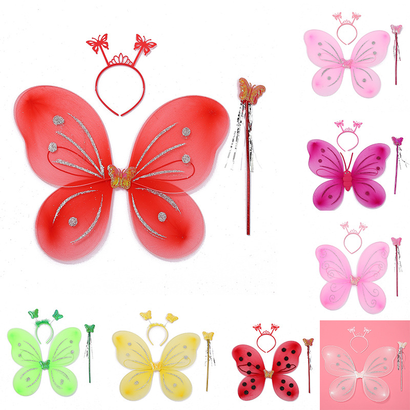 Butterfly Wings Garden Point 3-piece set Exploding Fairy Wings Children's party supplies Fairy wings