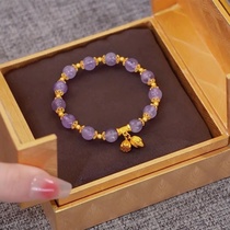 Two happy amethyst bracelet female ins niche design new lotus seed amethyst bracelet girlfriend gift