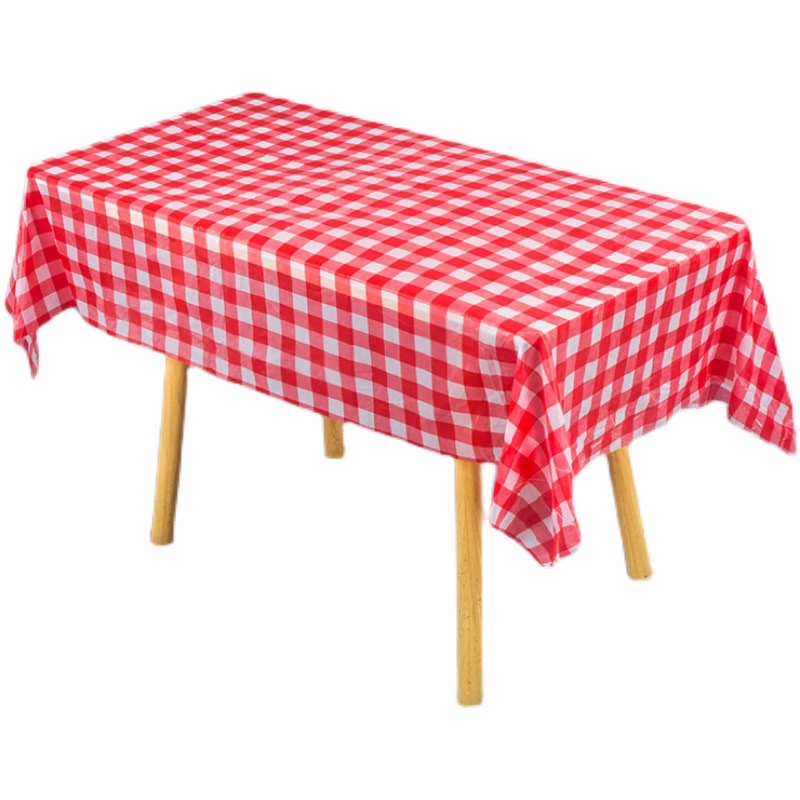 Factory Direct Peva Tablecloth Party Tablecloth Disposable Plaid Tablecloth Red Plaid Blue Plaid Size 137*274Cm details Picture