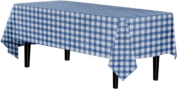 Factory Direct Peva Tablecloth Party Tablecloth Disposable Plaid Tablecloth Red Plaid Blue Plaid Size 137*274Cm Item Picture