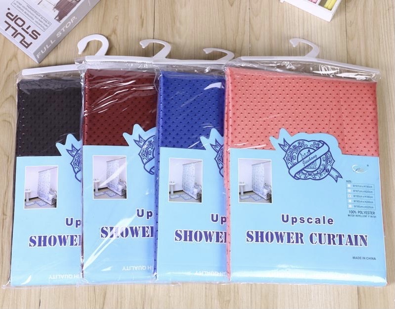 Polyester Brick Point Waterproof Cloth Monochrome Shower Curtain Jacquard Dark Pattern Shower Curtain Waterproof Mildew Resistant Bathroom Partition Available 180*180Cm Other Sizes Can Be Customized details Picture