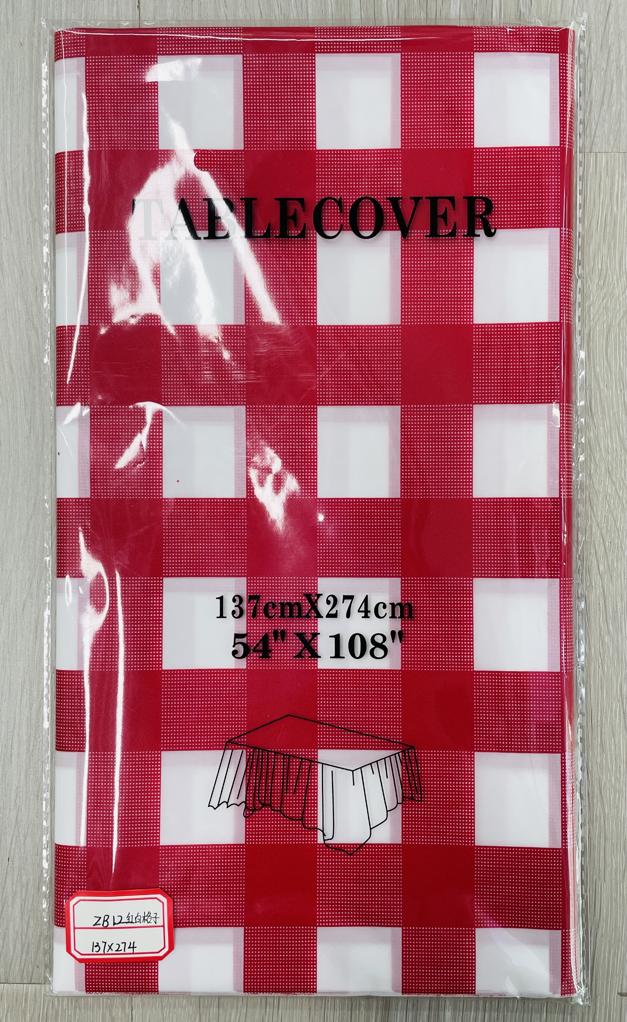 Factory Direct Peva Tablecloth Party Tablecloth Disposable Plaid Tablecloth Red Plaid Blue Plaid Size 137*274Cm Specification drawing
