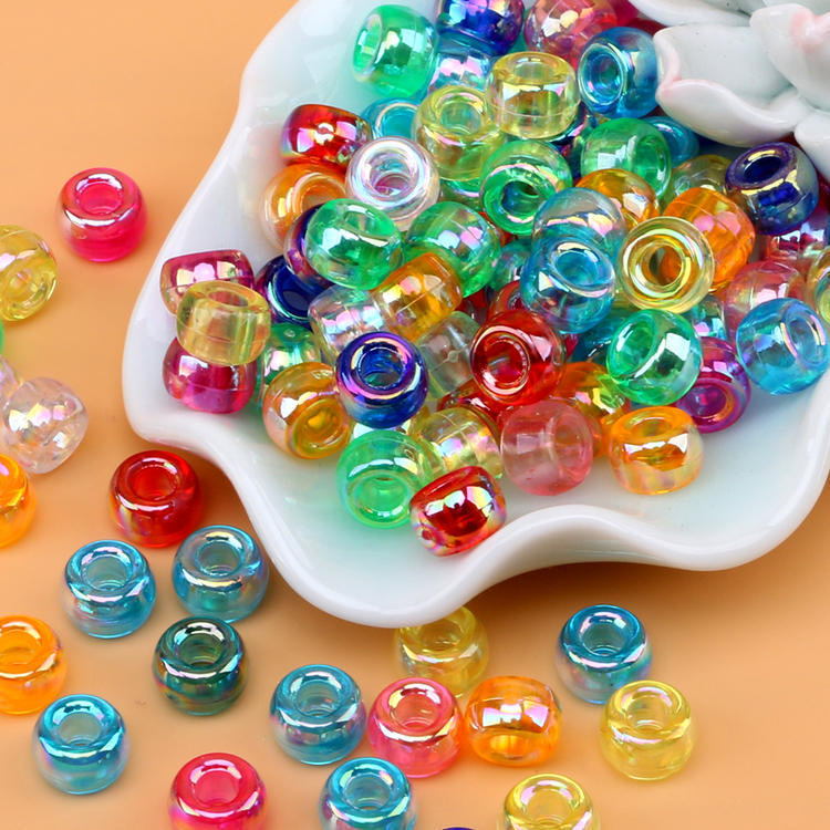 6*9mmAB彩珠亚克力彩色大孔珠儿童手链串珠编发头饰散珠约1870颗详情图2