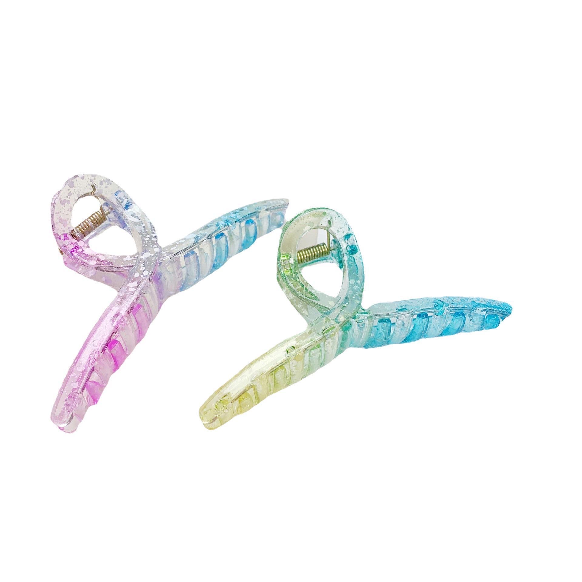 13Cm large shark clip Japan and South Korea color transparent grab clip magic color advanced laser large female hair clip back head shark clip classic hairdo thumbnail