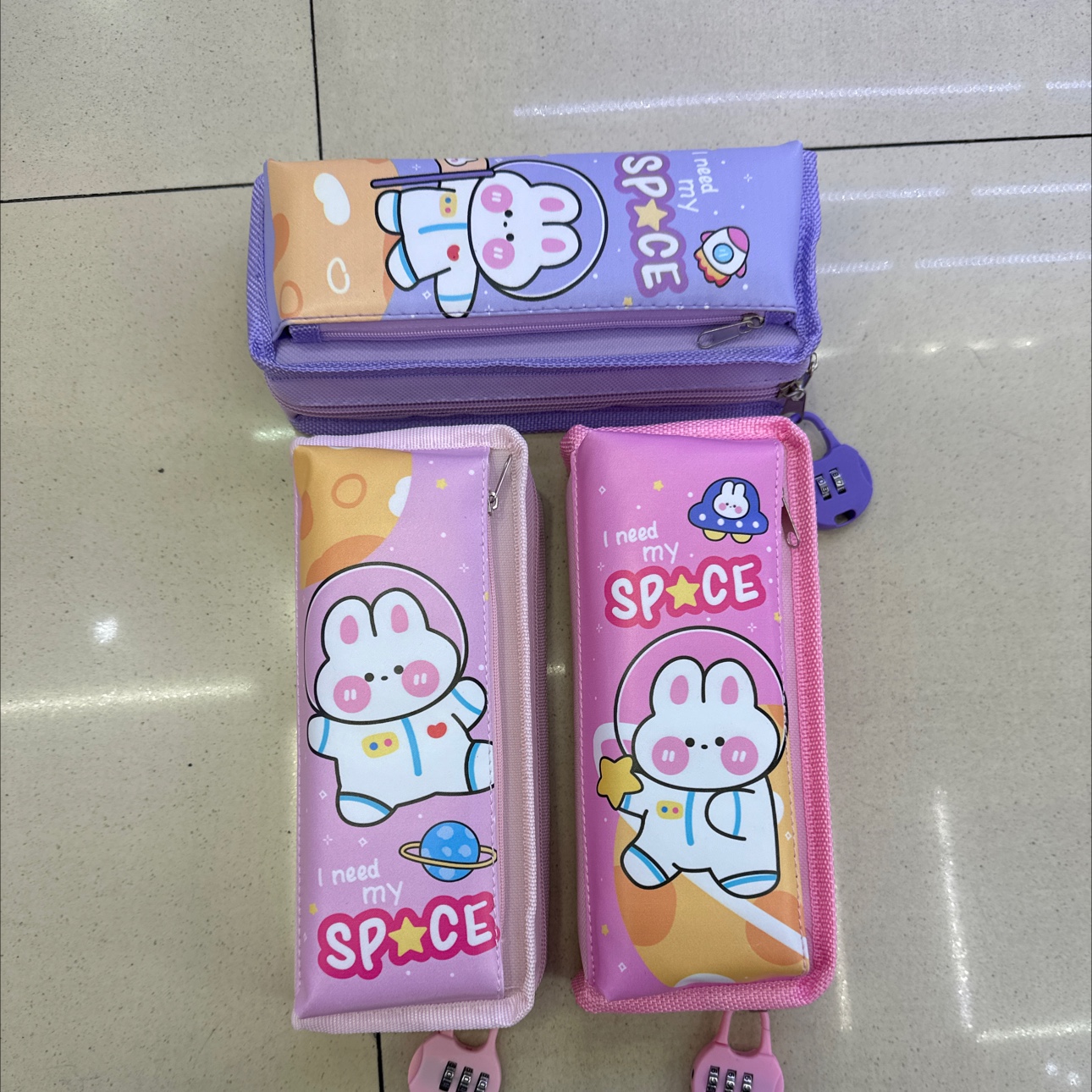 Pen Bag Women's Double Layer Pen Bag With Combination Lock 128