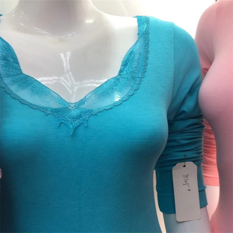 Linan 2023 Lace Lace Neckline Long Johns Thin Body Shaping Body Warm Underwear Set 23 details Picture