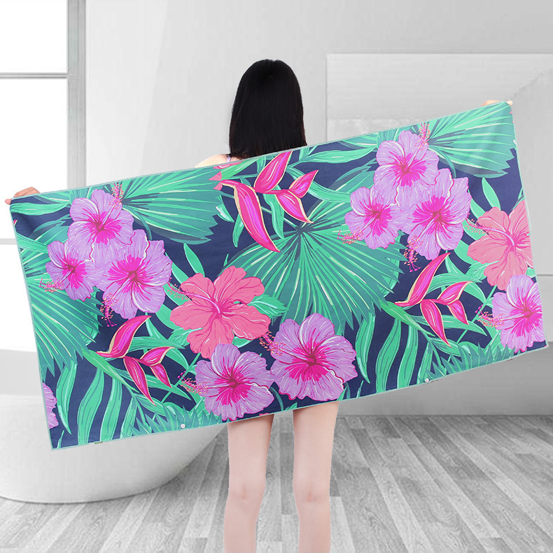Cross-Border Amazon Printed Beach Towel Dries Fast Without Hair Thickening Specification drawing