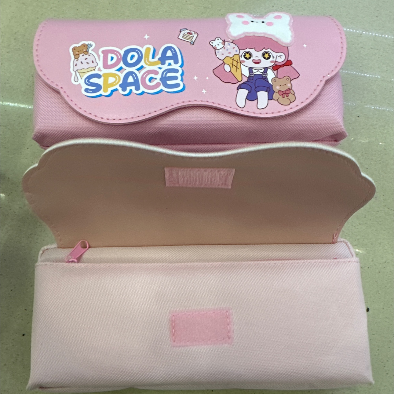 Pen Bag Women's Double Pen Bag With Leather Label 7568 Specification drawing