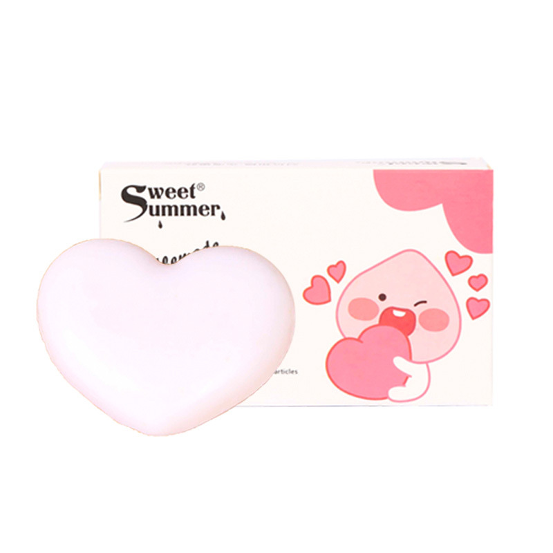 Heart-Shaped Peach Aroma Pp Handmade Soap 80G Butt Smooth Skin Delicate Soft Natural Scrub Granules Against Roughness Application Scenario