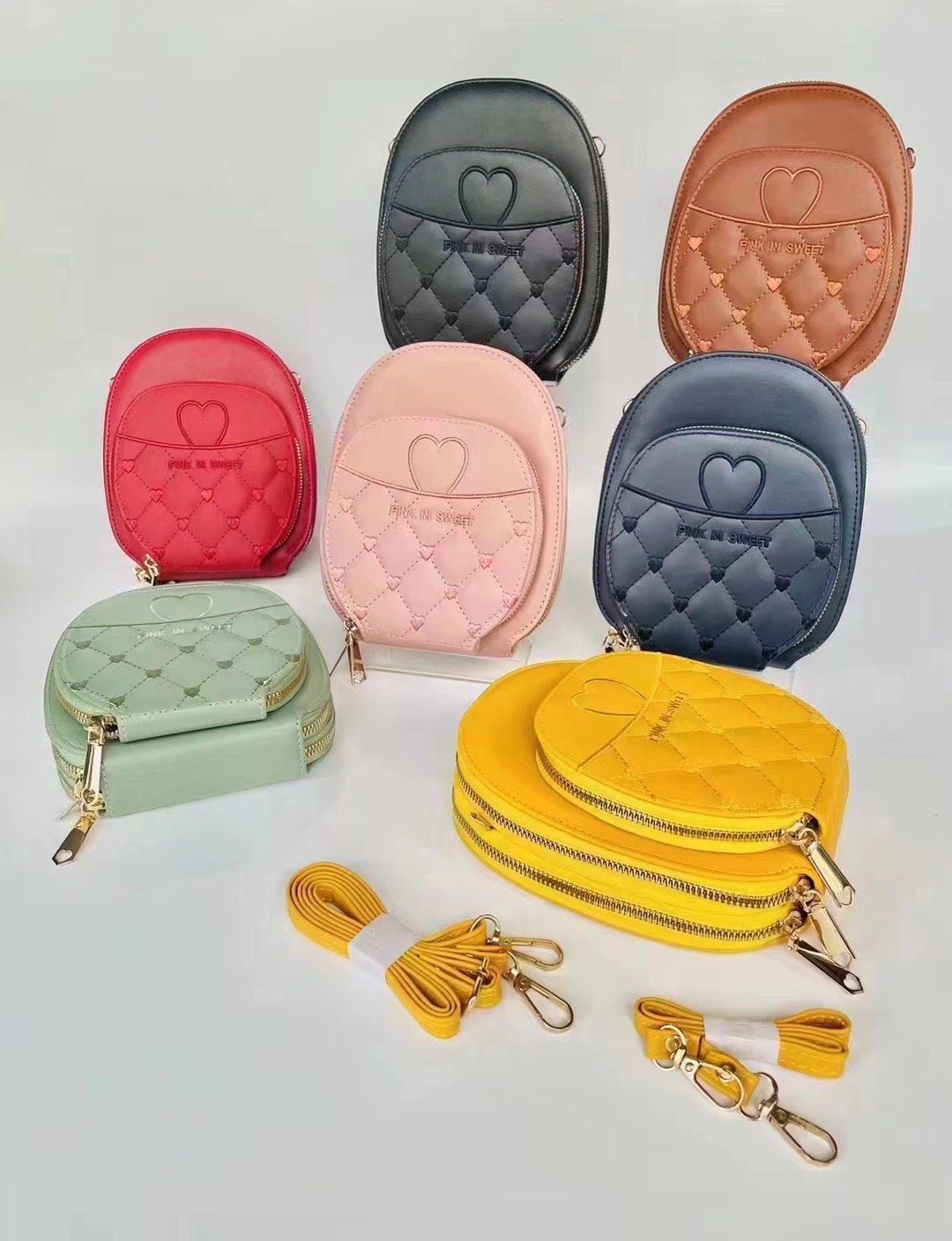 [Women's Purse] Round Three-Pull Bag With Chain To Carry details Picture