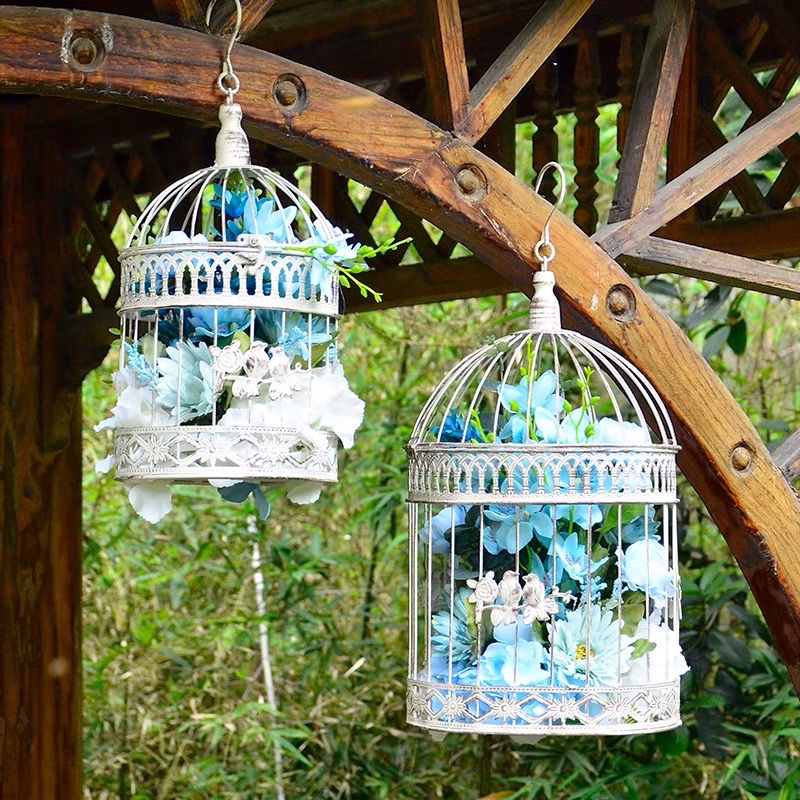 White Bird Cage Decoration Wedding Wedding Succulent Flower Frame Hanging Decoration Green Plant Home Accessories Balcony Courtyard Decoration Iron Art details Picture