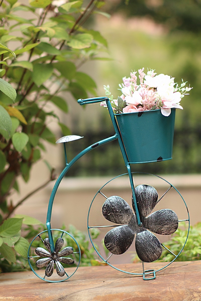 Rural Retro Creative Twine Iron Bicycle Style Flower Frame Decoration Gardening Home Grocery Window Decoration details Picture