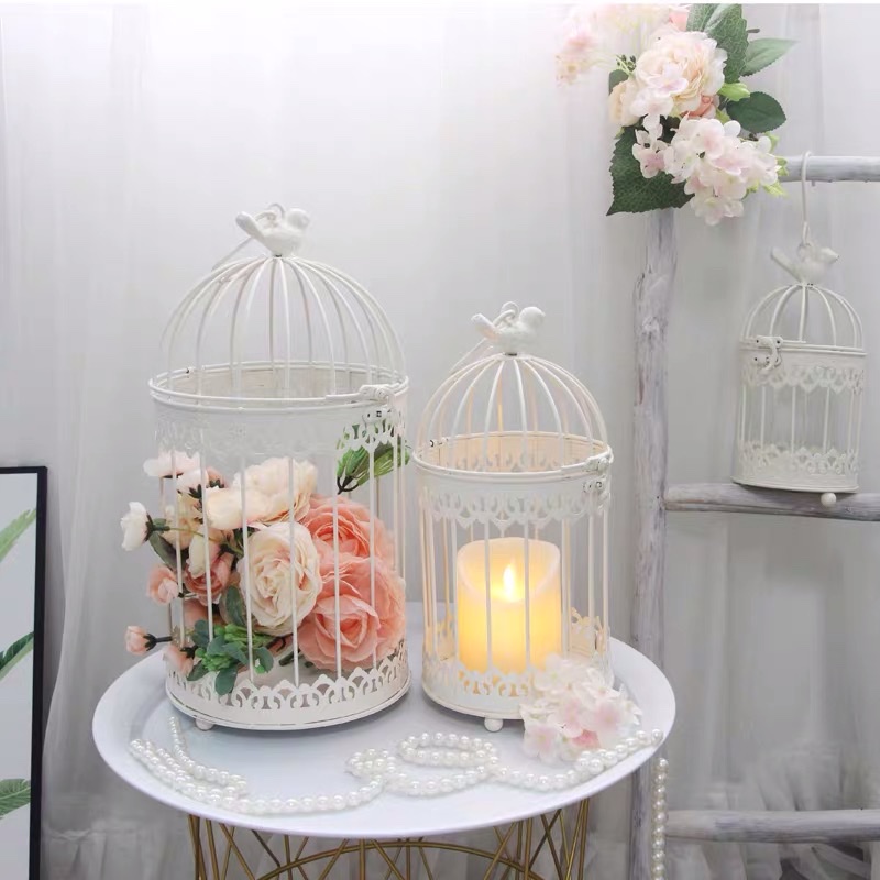 White Bird Cage Decoration Wedding Wedding Succulent Flower Frame Hanging Decoration Green Plant Home Accessories Balcony Courtyard Decoration Iron Art Item Picture