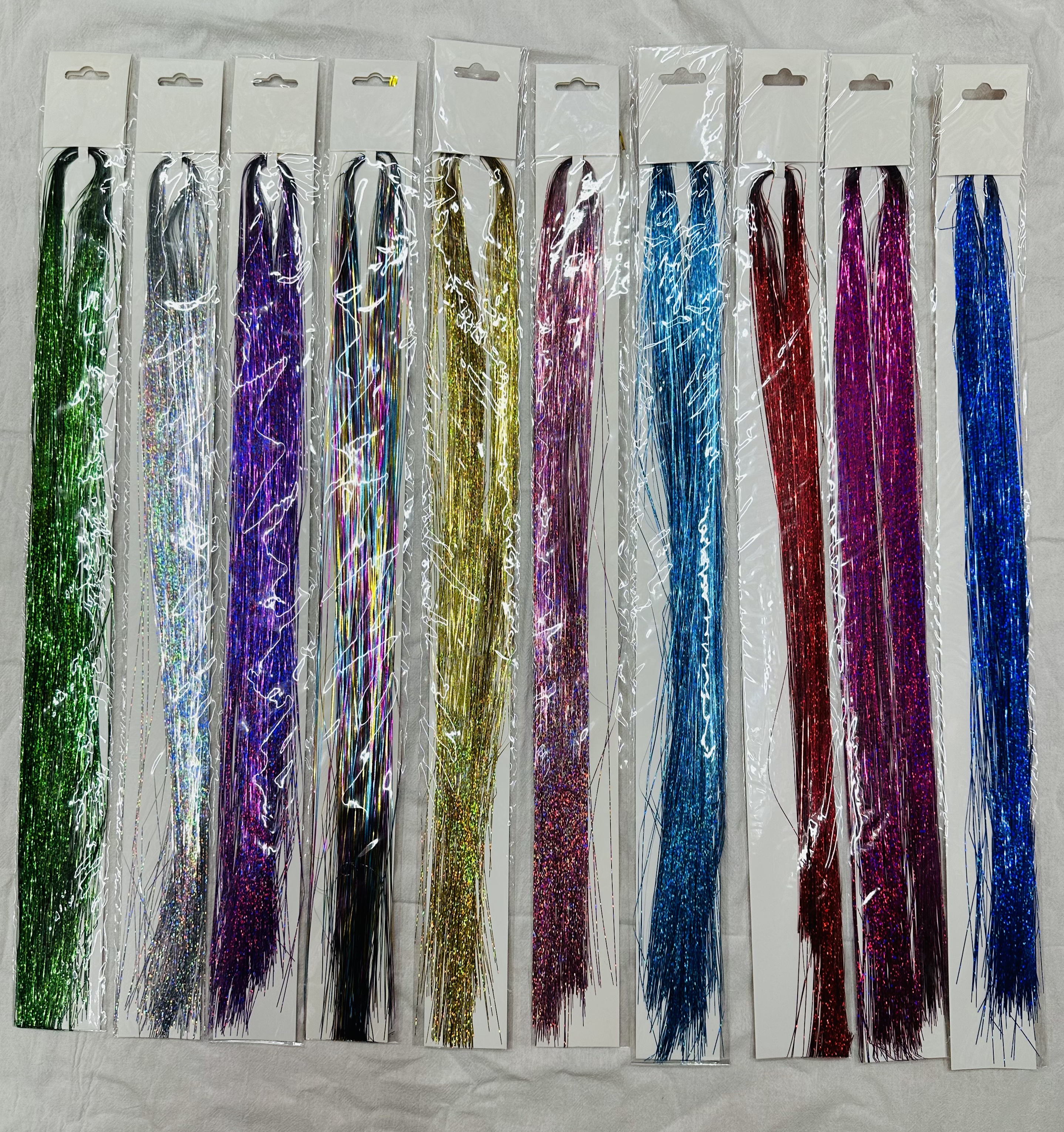 DIY Hairdressing Nail Color Fake Hair Traceless Hair Extensions Highlights Laser Hair Extensions Gold Glitter Dreadlocks Gradient seven color green purple dyed pigtail Multicoloured Laser Hair extensions Gold hair extensions