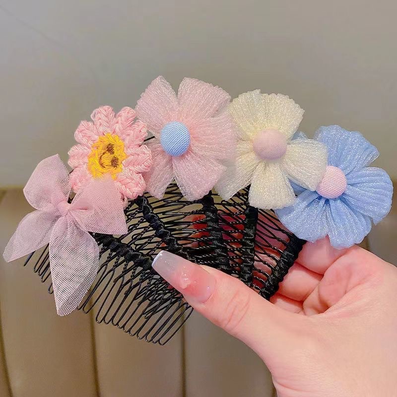 Children's Back Of The Head Hair Crusher Hair Comb Girl Flower Comb 2023 Internet Red Girl Bangs Finishing Hair Card details Picture