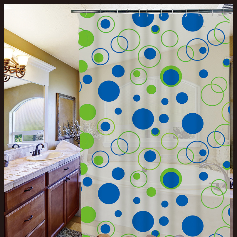 Peva 4 Thick Silk Shower Curtain Size 180*180Cm Pvc Bag Hook Packaging Item Picture