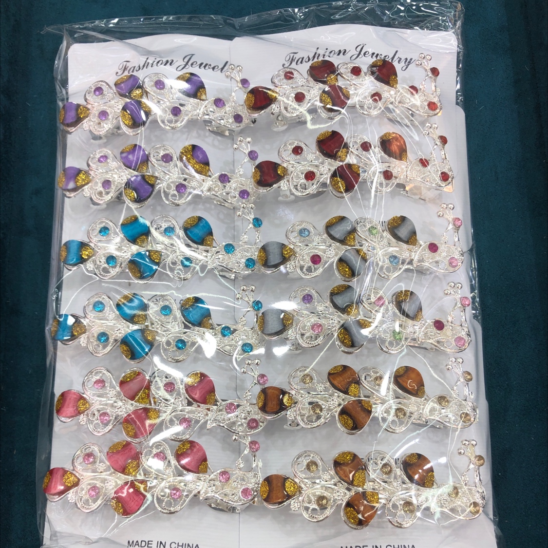 8 cm alloy spring clip Hairpin cross clip Peacock multi-color optional Plexiglass material accessories details Picture