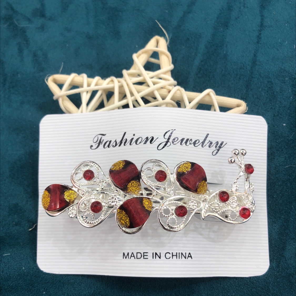8 cm alloy spring clip Hairpin cross clip Peacock multi-color optional Plexiglass material accessories full figure