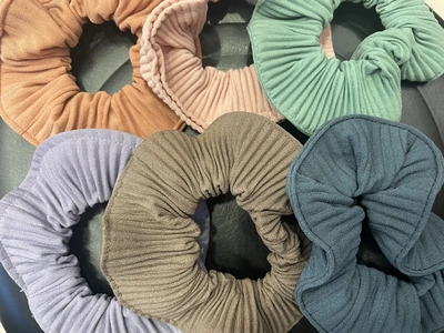 Creased Bright Line Scrunchie For Women Simple Colon Circle Retro French Korean Instagram Hair Accessories