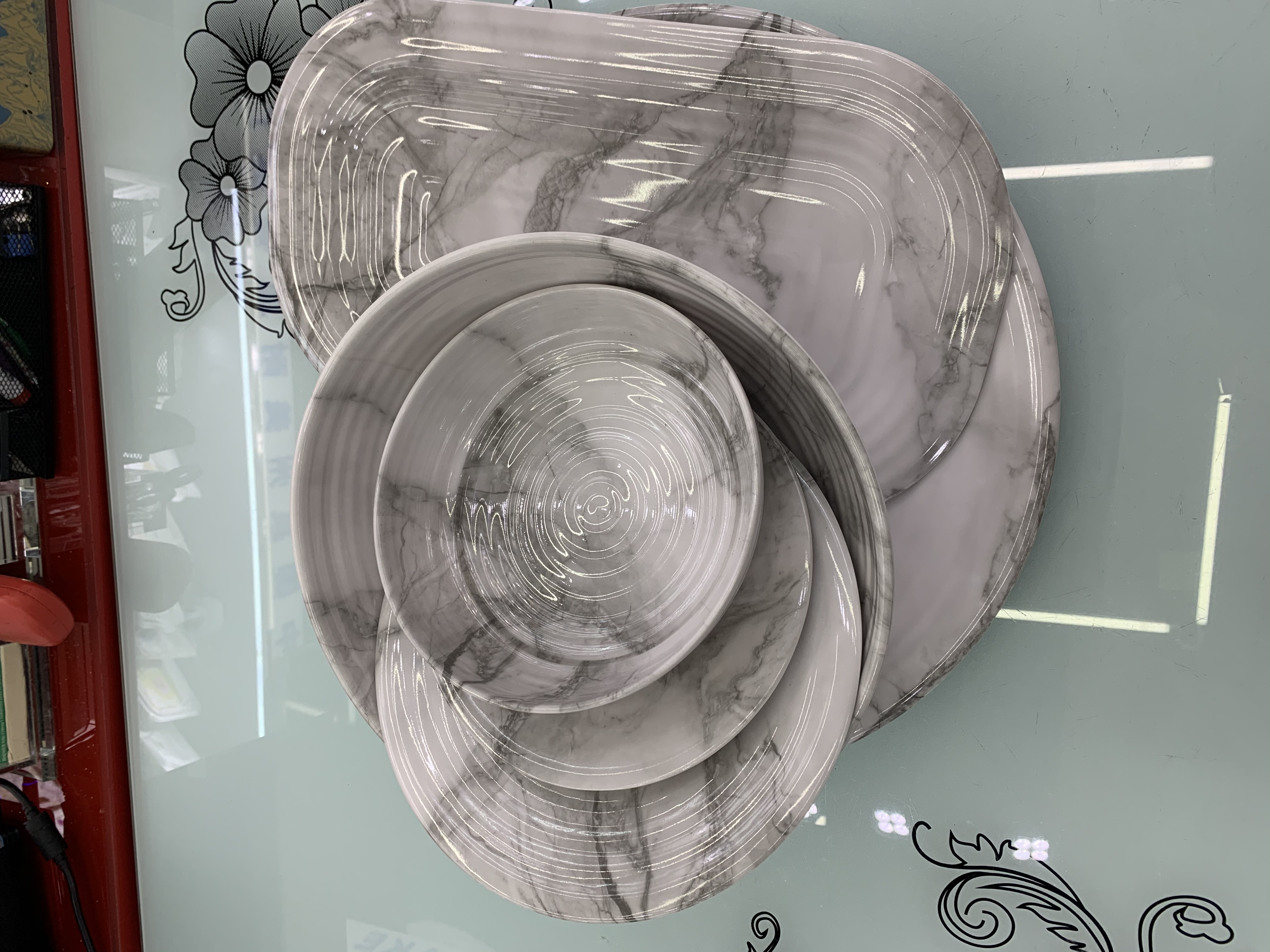 Manufacturers wholesale marble melamine tableware set against falling thumbnail