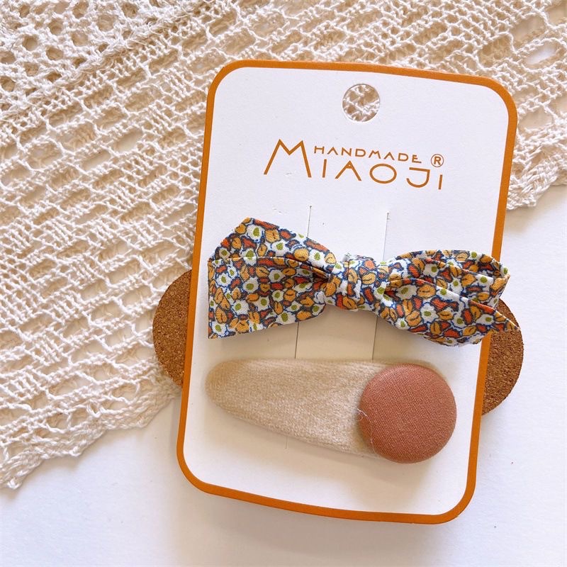 South Korea Early Autumn Sweet Milk Coffee Bow Hair Clip Children Fabric Bb Clip Cute 5 Flower Cotton Girl Hair Rope Application Scenario