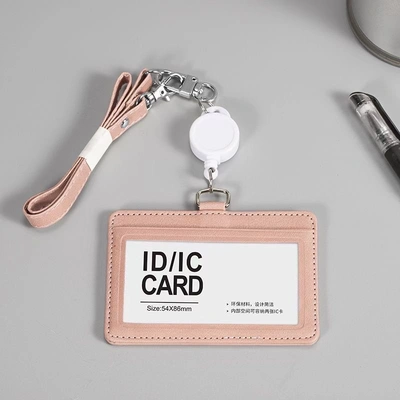Factory Direct Mesh Strap Easy To Pull Telescopic Lanyard Work Card Sleeve Name Card Frosted Surface Easy To Pull Buckle