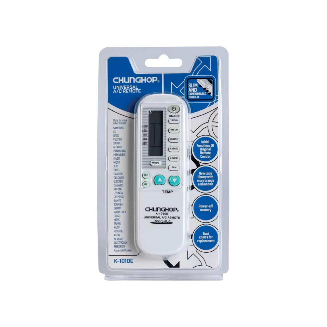 Zhonghe CHUNCHOP Universal Air Conditioner Remote Control K-1010E 1000 in 1 Factory Direct sale