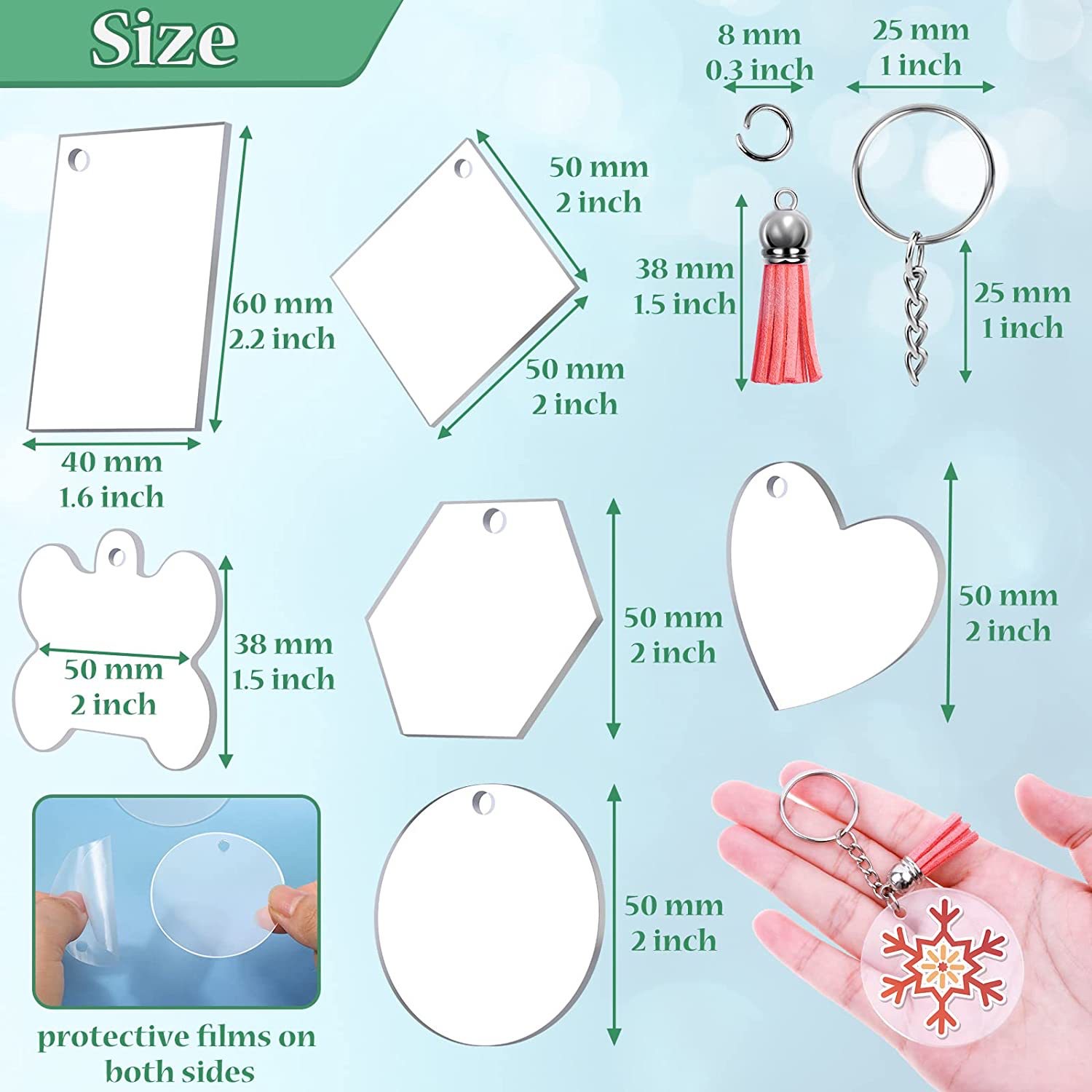 Acrylic Key Chain High Transparent Acrylic Key Ring Key Chain Party Diy Handmade Gift Item Picture