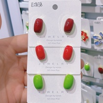 Super love green simple ins wind irregular geometry polygon small creme fresh with silver needle stud earrings Sueyebrow