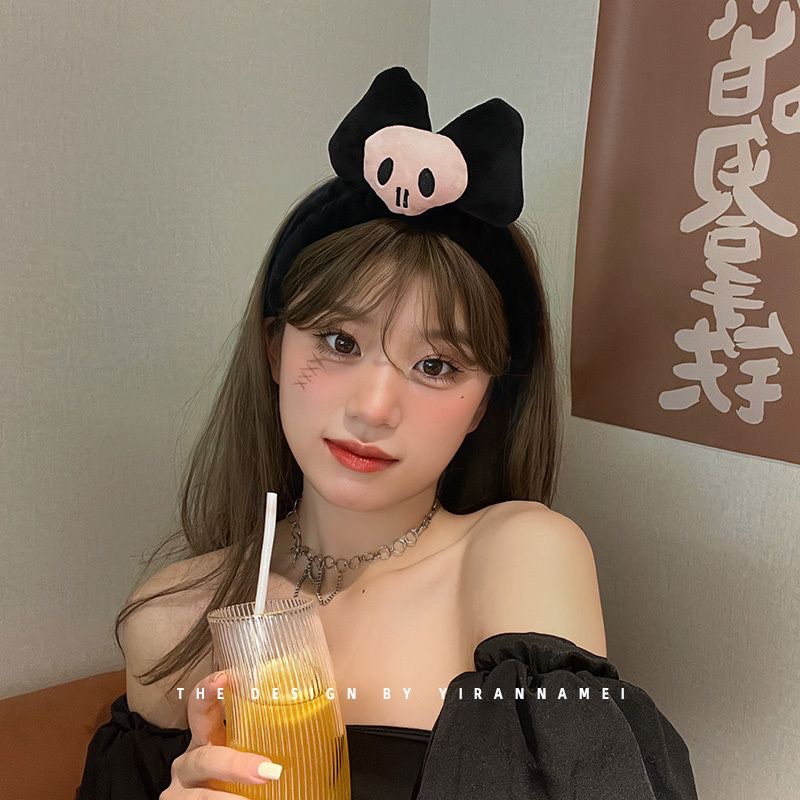 Halloween Headband Kulomi Head Buckle Plush Skull Hair Accessories Face Wash Headband Headband Qian Ann Accessories Specification drawing