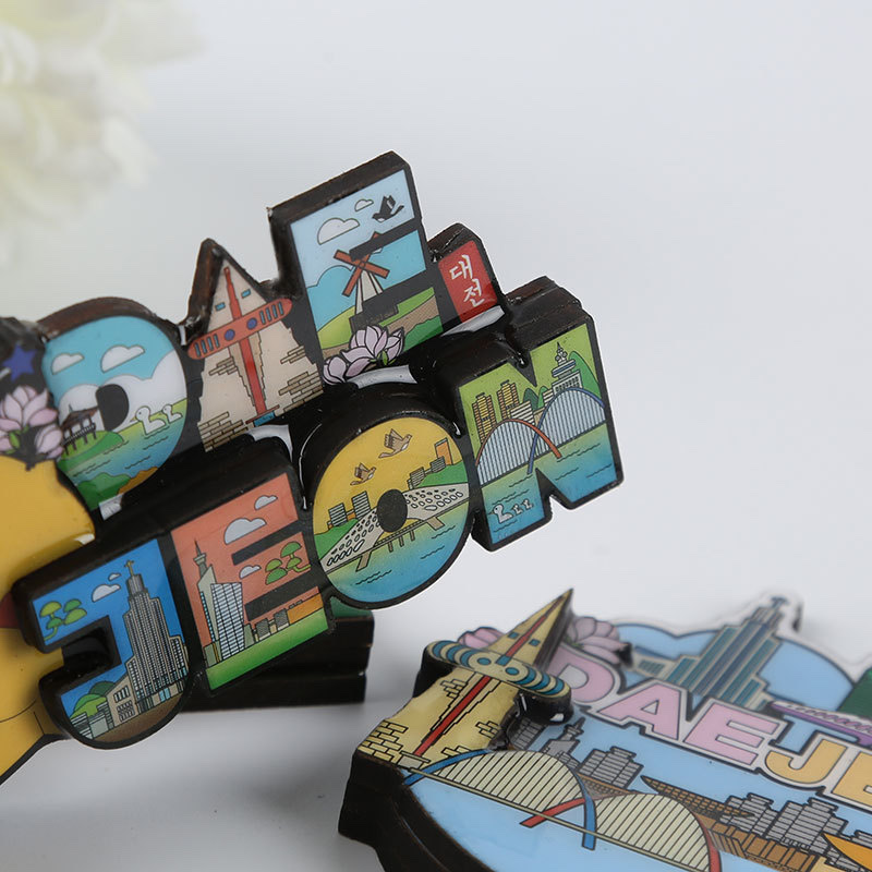 Creative Cartoon Message Refrigerator Sticker Personality Wood Refrigerator Magnetic Sticker 3D Three-Dimensional Scenic Spot Tourism Memorial Magnet Application Scenario