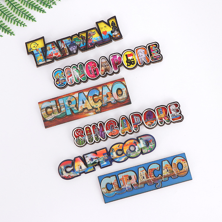 Customized wooden fridge magnets for scenic spots, creative hollowed-out wooden fridge magnets, magnetic stickers, and soft magnetic fridge magnets. Customized based on provided pictures full figure