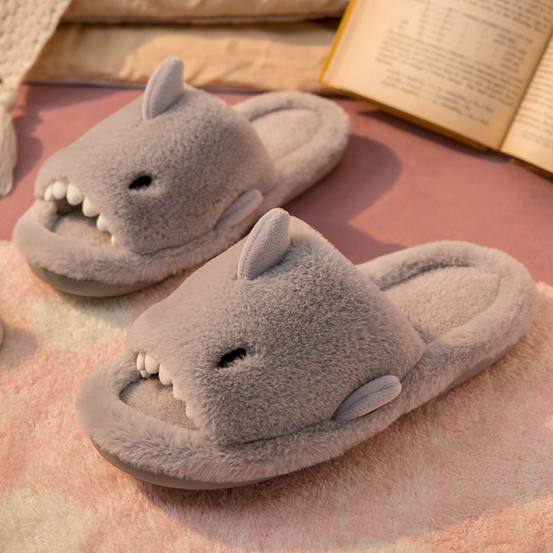 New Open Shark Cotton Slippers Foreign Trade Floor Drag Cute Warm Home Non-Slip Indoor Floor Drag Cute Slippers Application Scenario