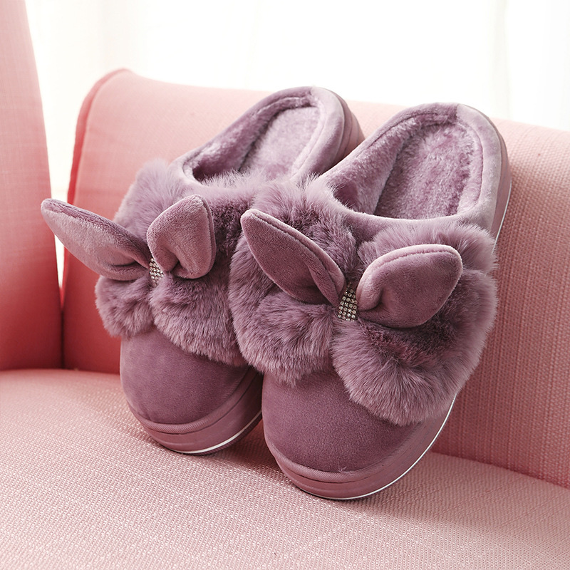 Autumn And Winter New Cotton Slippers Women Warm Home Indoor Bow Non-Slip Shoes Bow Floor Mop Application Scenario