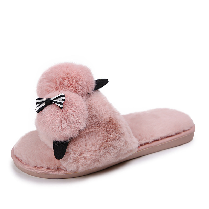 New Cartoon Plush Slippers Female Winter Warm Flip-Flops Cartoon Fluffy Slippers Home Female details Picture