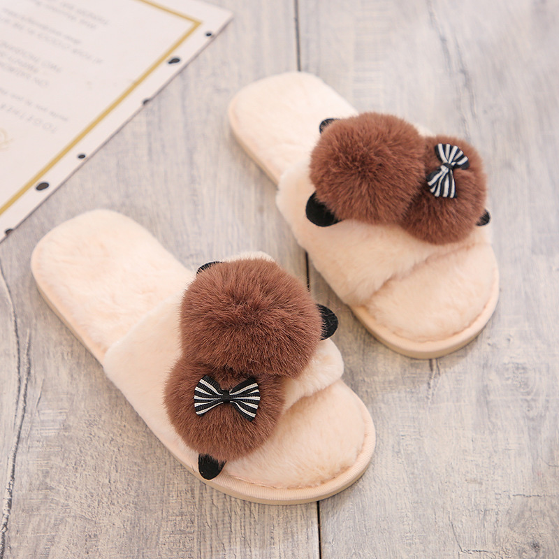 New Cartoon Plush Slippers Female Winter Warm Flip-Flops Cartoon Fluffy Slippers Home Female Application Scenario