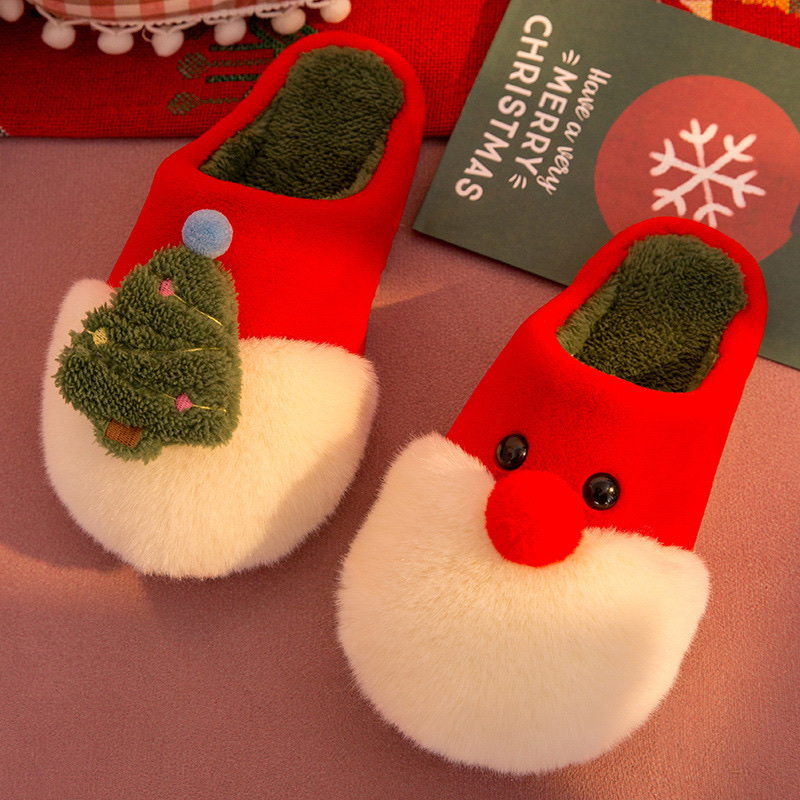 New Cartoon Santa Tree Cotton Slippers Home Indoor Warm Floor Mop Indoor Home Warm Floor Mop Application Scenario