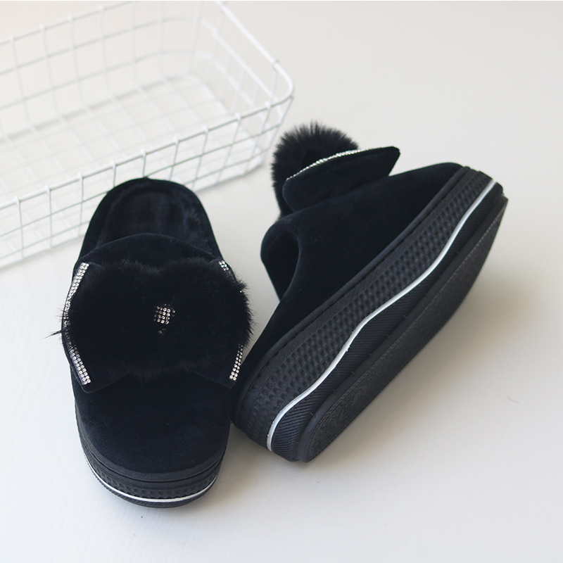 Autumn And Winter Fashion Warm Home Cute Cotton Slippers Thick Sole Bow Cute Cotton Slippers Bow Item Picture
