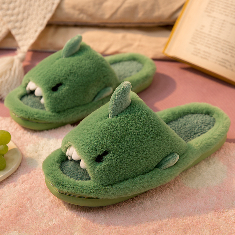 New Open Shark Cotton Slippers Foreign Trade Floor Drag Cute Warm Home Non-Slip Indoor Floor Drag Cute Slippers Specification drawing