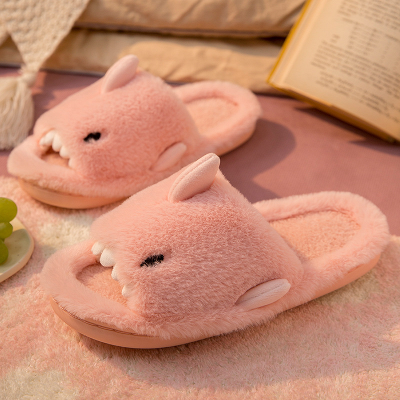 New Open Shark Cotton Slippers Foreign Trade Floor Drag Cute Warm Home Non-Slip Indoor Floor Drag Cute Slippers Item Picture