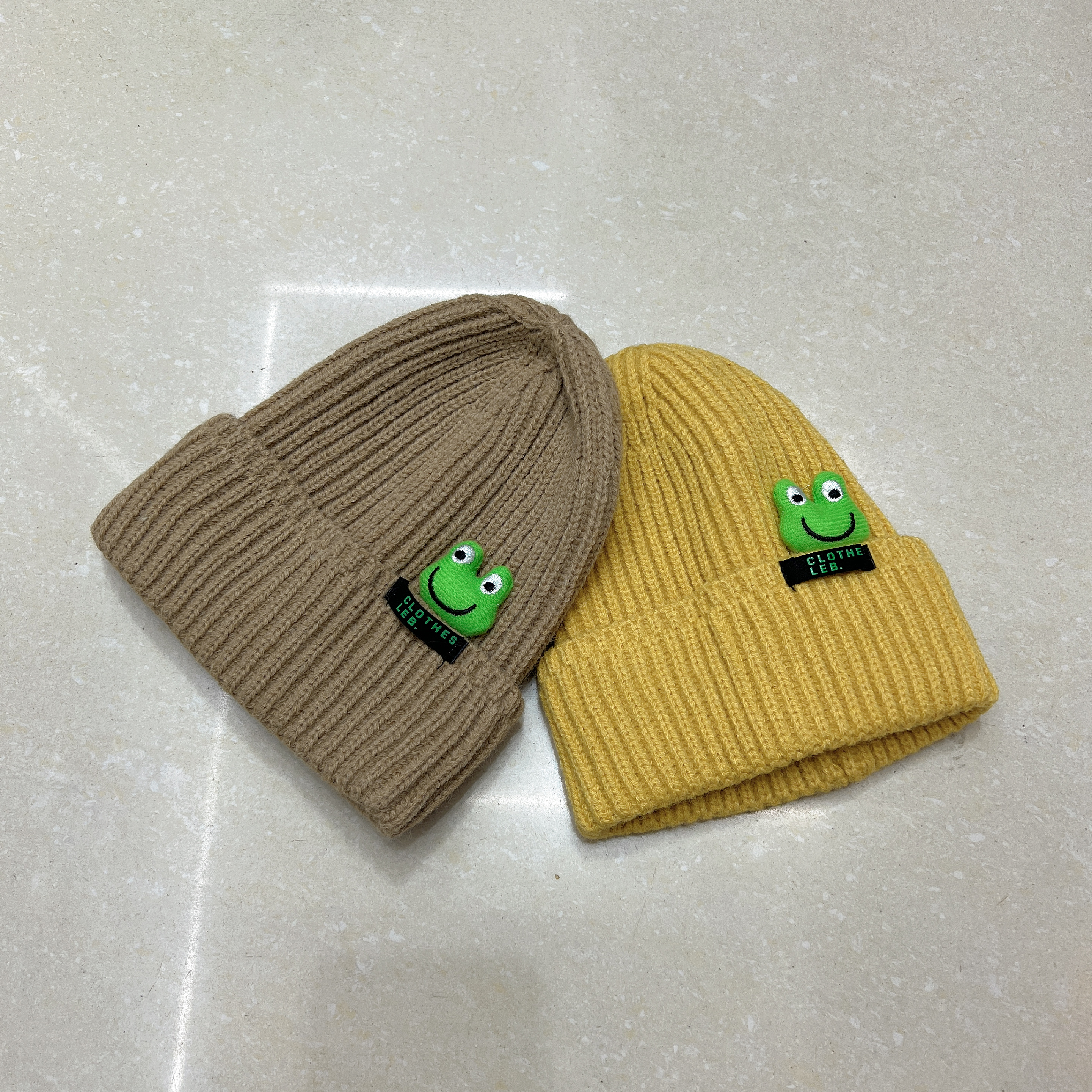 Autumn And Winter New Cartoon Frog Woolen Hat Children Cute Knitted Hat Korean Version Cold Hat Melon Cap Sleeve Hat Item Picture