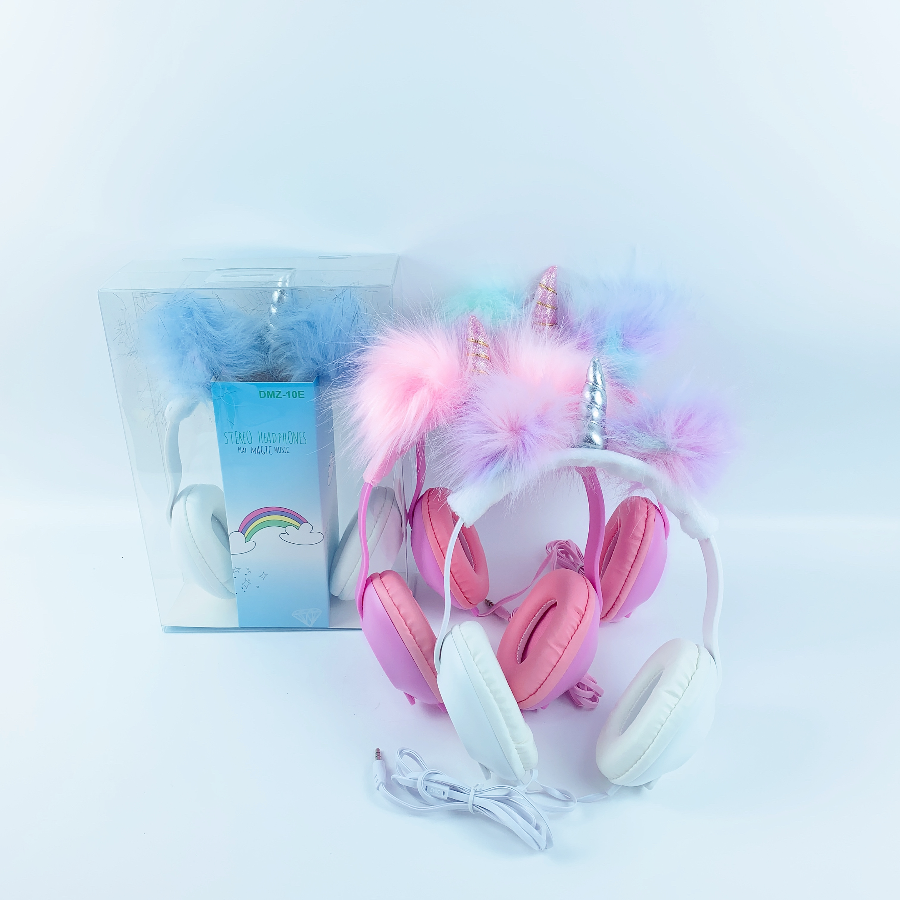 Unicorn Longhair Ball Headwear 3.5 Jack Cartoon Gift Headphones Specification drawing