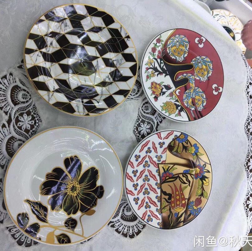 Ceramic plates, vegetable plates, new household internet-famous dinner plates, Ins-style tableware, high-end plates, deep plates details Picture