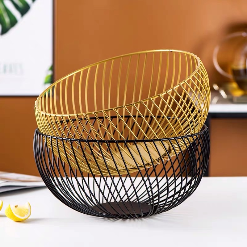 Factory Direct Iron Art Fruit Basin Modern Northern Europe Simple Wind Light Luxury Living Room Home Creative Tea Table Display Gift Gift Exquisite Ins2023 New Storage Iron Art Spray Gold Does Not Rust details Picture