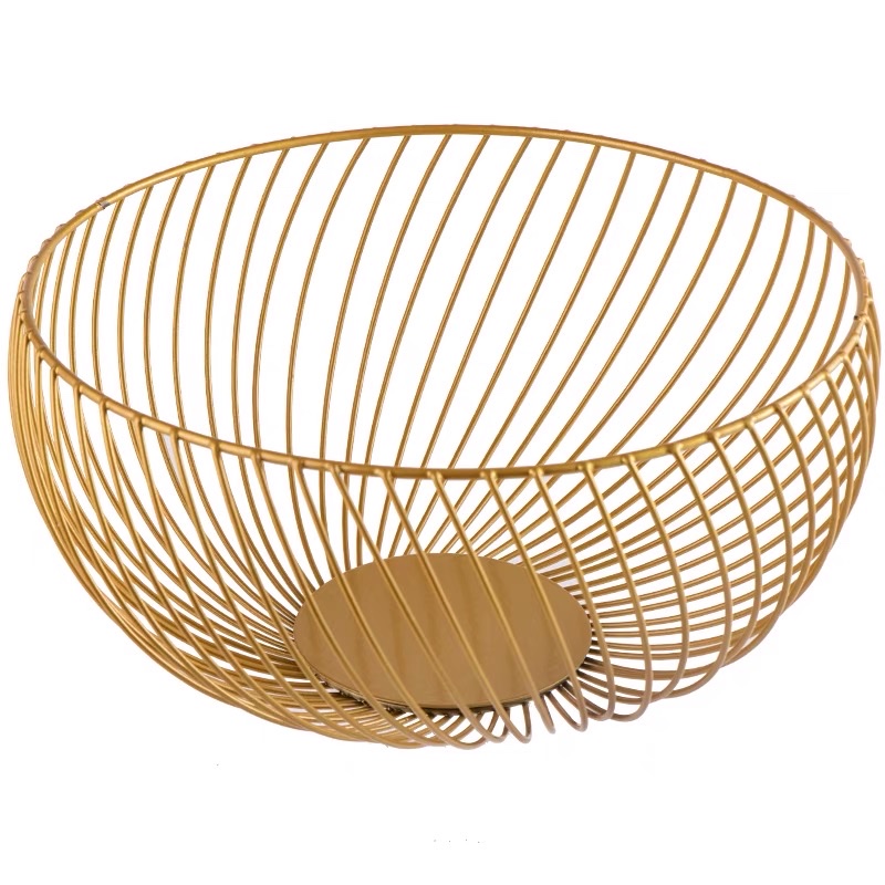 Factory Direct Iron Art Fruit Basin Modern Northern Europe Simple Wind Light Luxury Living Room Home Creative Tea Table Display Gift Gift Exquisite Ins2023 New Storage Iron Art Spray Gold Does Not Rust