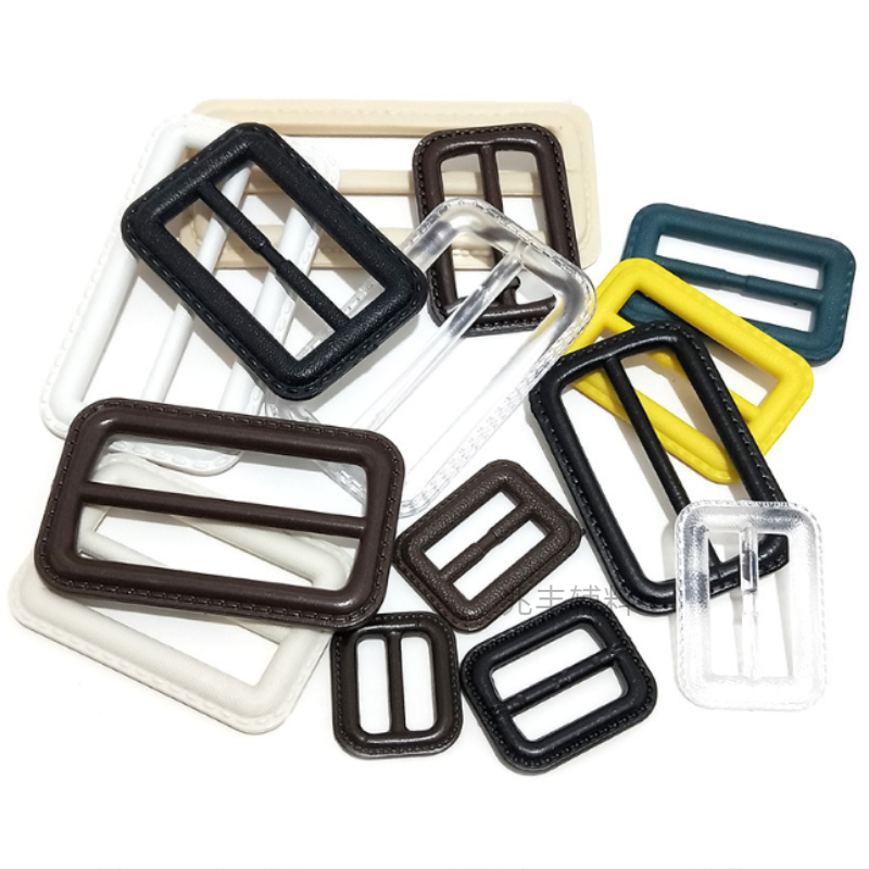 三档扣/仿皮日字扣/塑料三档扣白底实物图