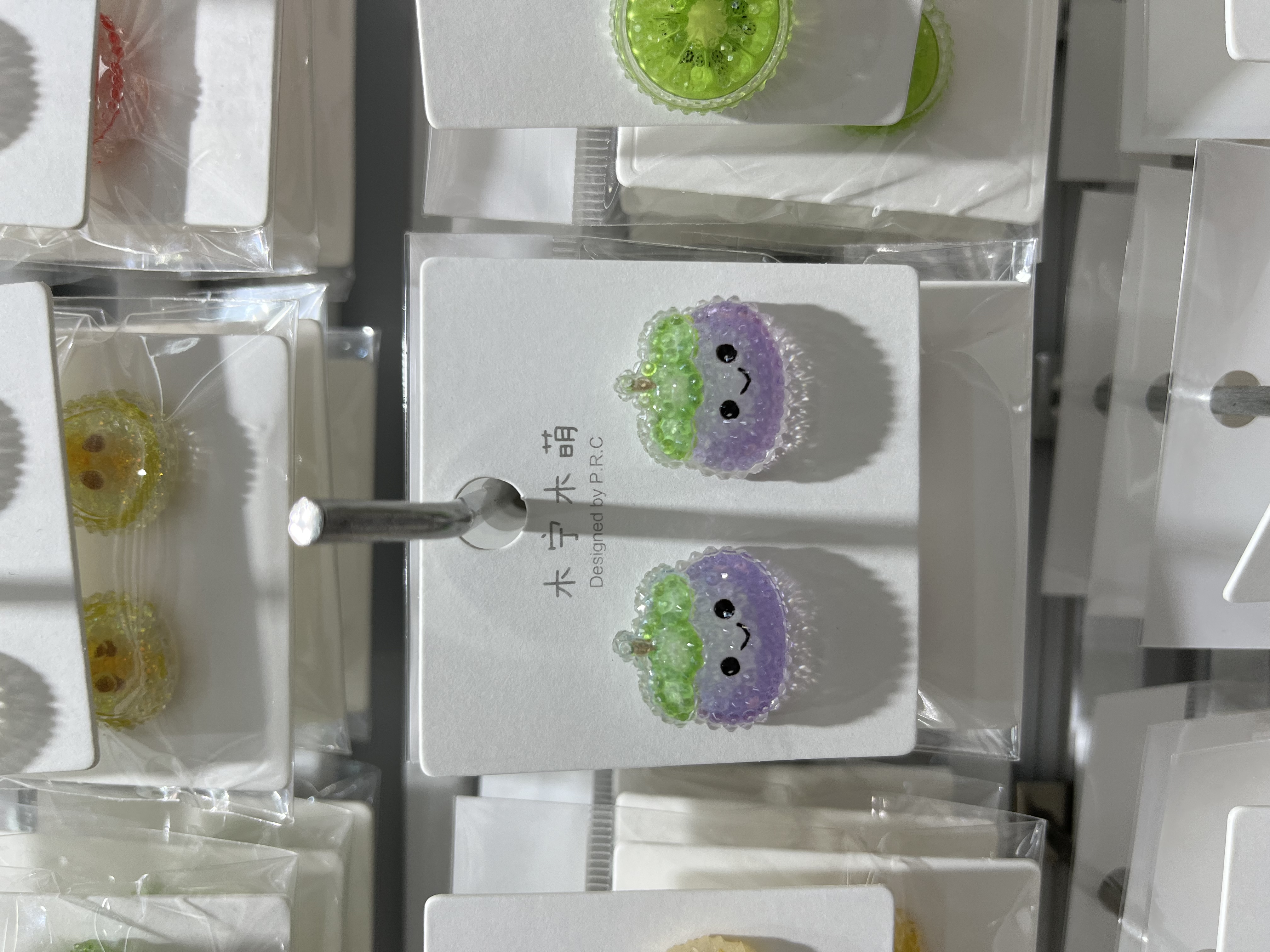 新款韩版时尚可爱风糖果色水果山竹百搭防过敏简约几何小众耳钉耳环耳饰