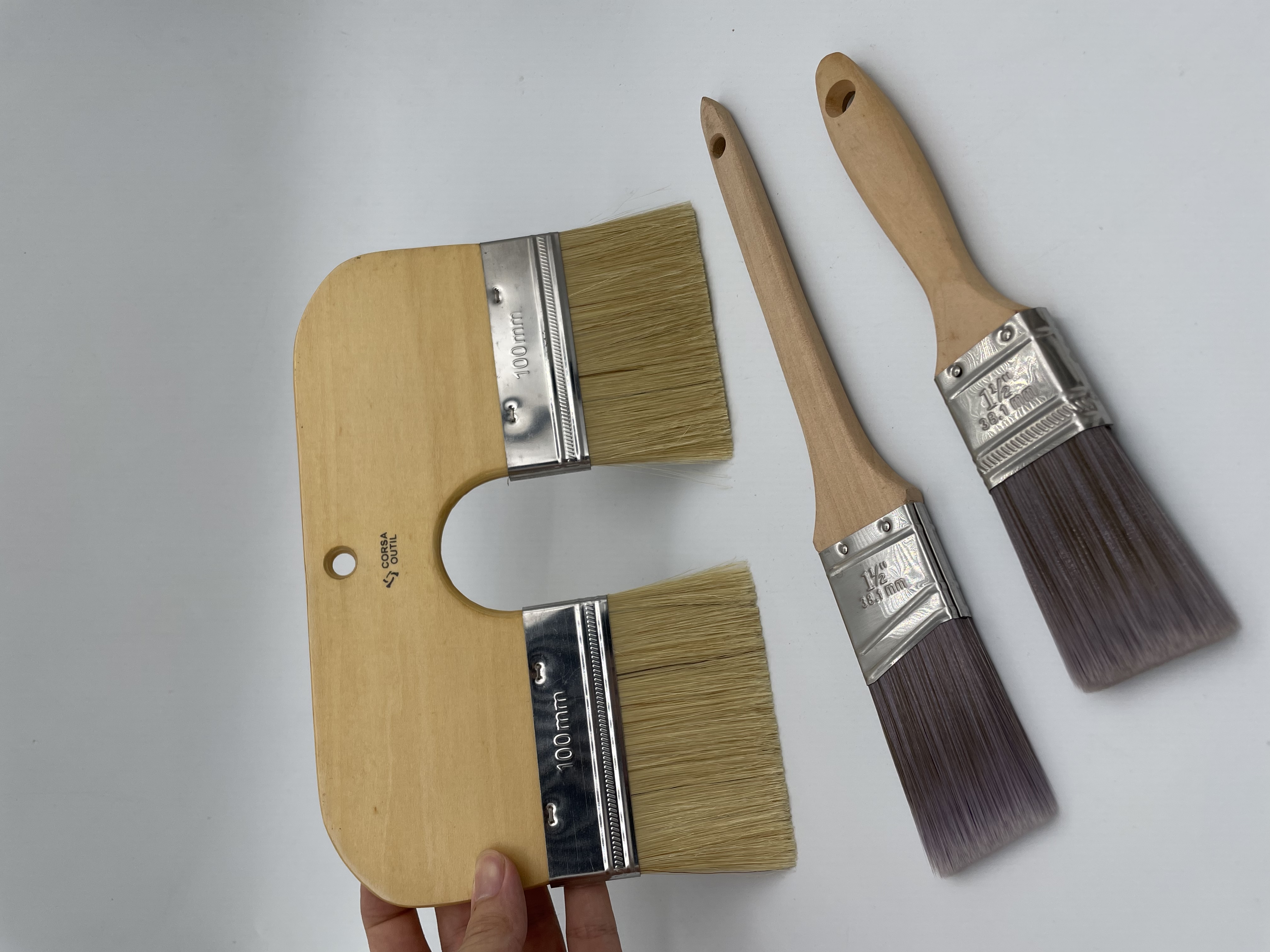 U-shaped special-shaped brush, artistic brush, high-quality paint, pig bristle brush, artistic paint, 3-inch and 4-inch gold sand and silver sand sweeping sand, pig double-head pattern brush, complete set of tools