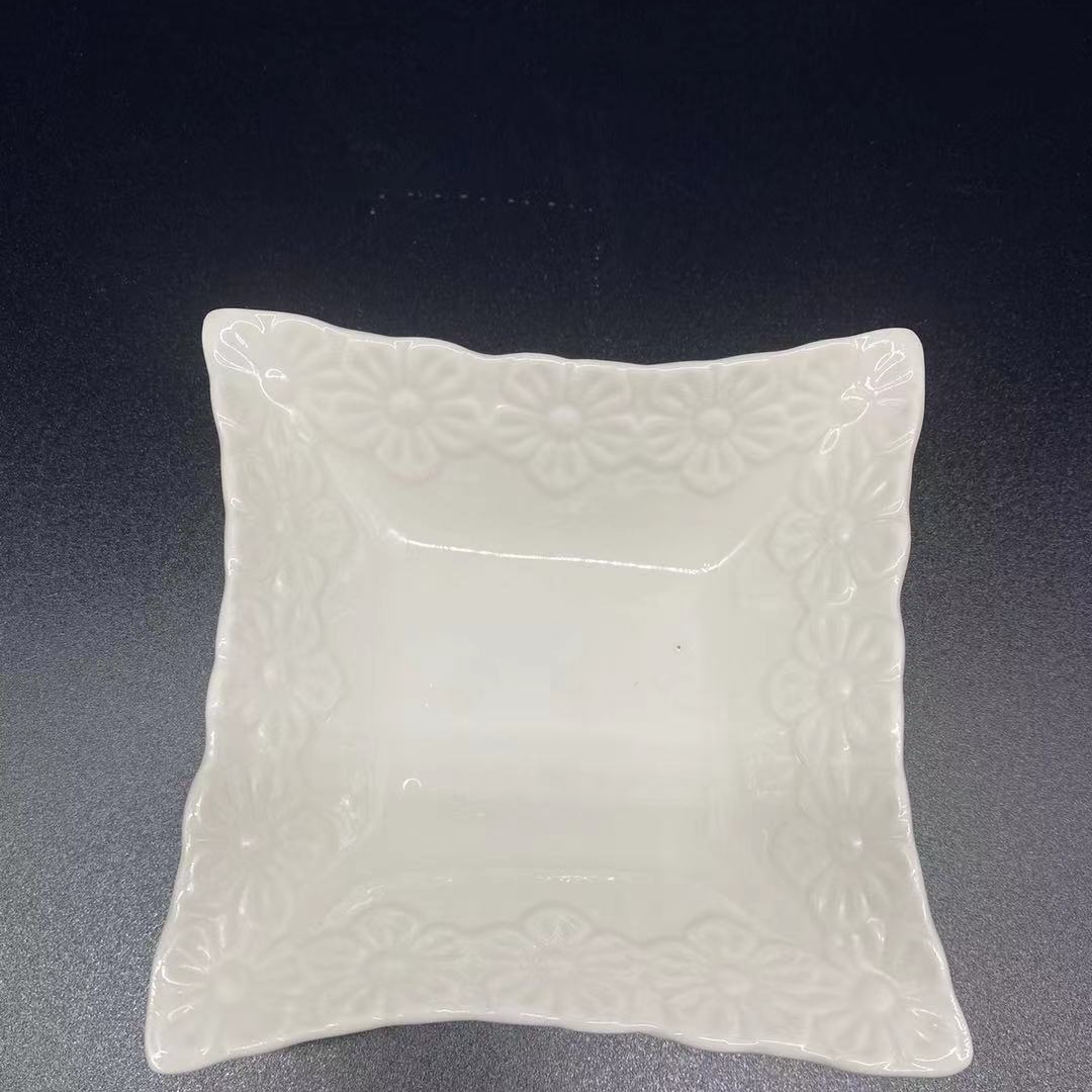 XDS2356429 ceramic high-temperature square small 蹀 family daily dining plate and saucer details Picture