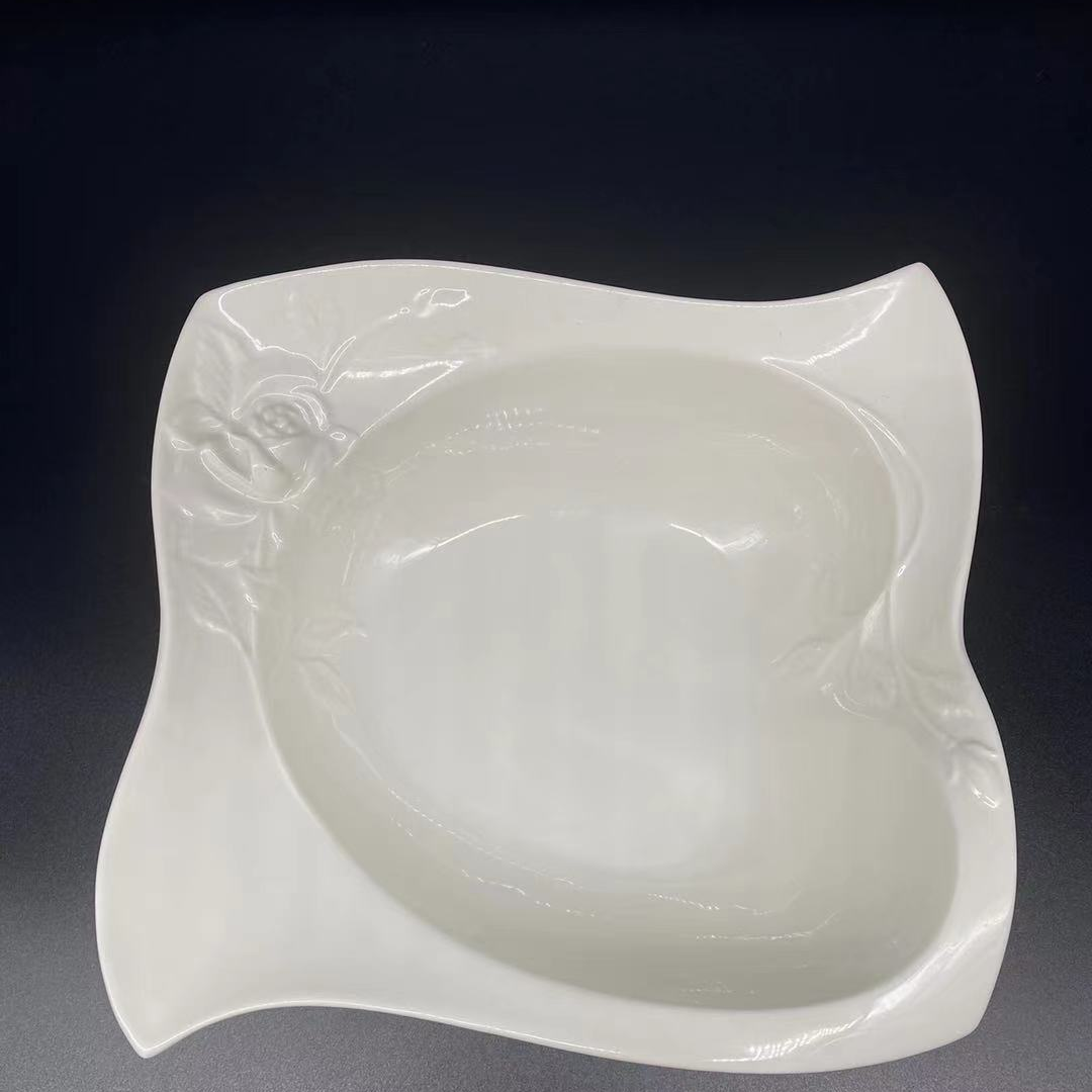 XDS5428035 ceramic is a white high-temperature plate, a deep ceramic plate, and a household daily-use plate details Picture